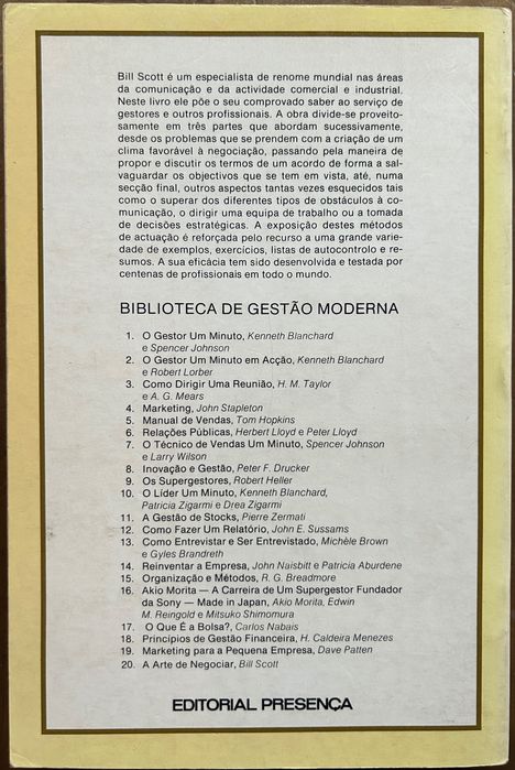 Livro Bill Scott - A Arte de Negociar (Presença)