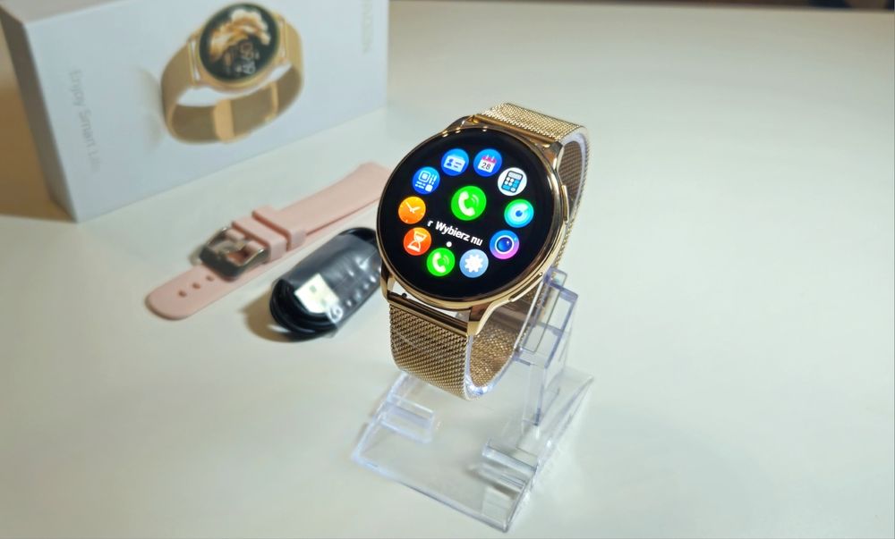 Smartwatch Stylowy Zegarek Damski Złoty Nowy