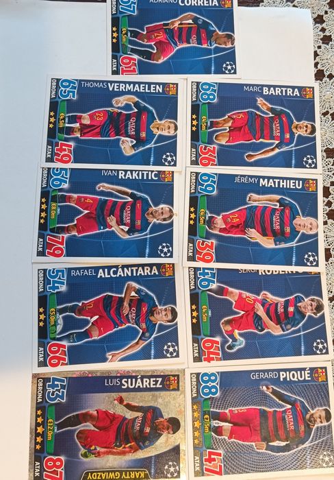 Karty Match ATTAX zawodników z Barcelony