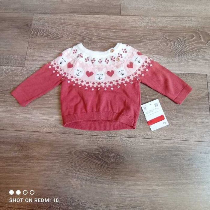 Красивый свитер джемпер хлопок для девочки бренд - C&A р.62 (1-9 мес)