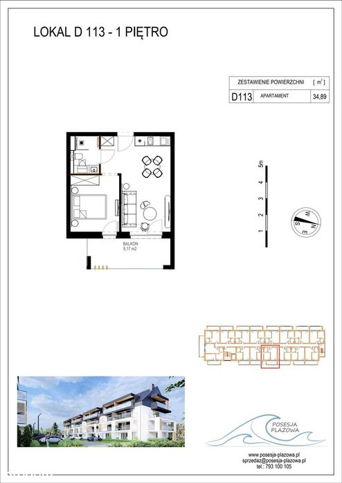 2-pokojowe mieszkanie 34m2 + balkon Bez Prowizji