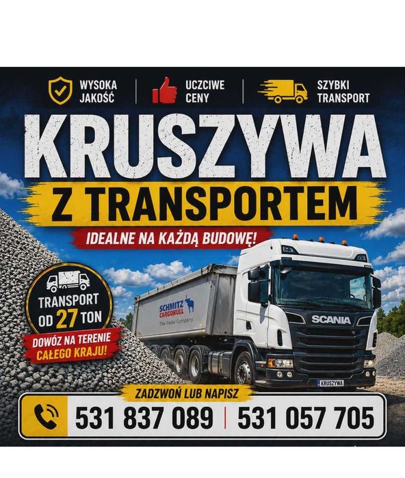Kruszywo z Dostawą 28 TON, Mieszanki, Kliniec, Tłuczeń, Grysy-OKAZJA!