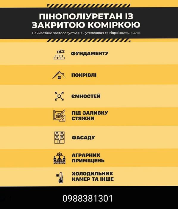 ППУ утеплення пінополереутанове,жилих та не жилих приміщень.