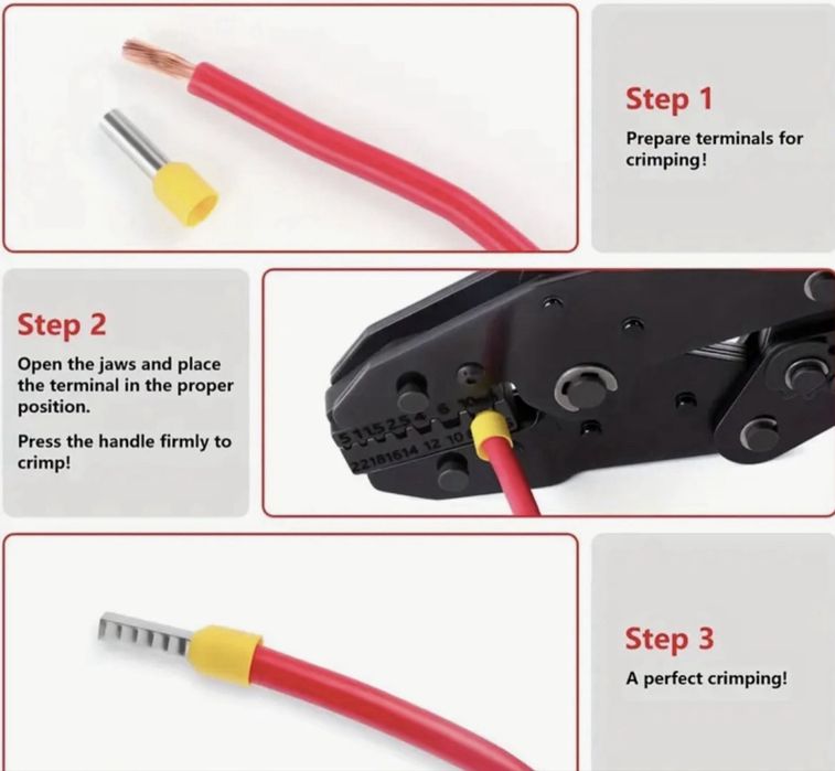 Alicate de carvar terminais professional + 8 matrizes (NOVO)