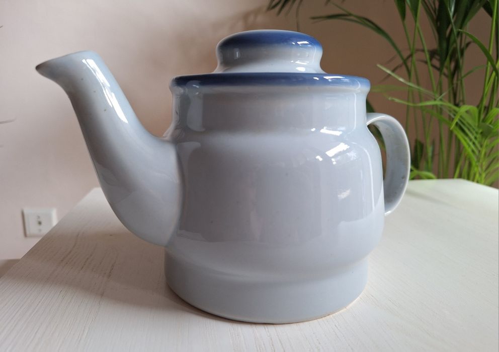 Serwis kawa herbata prl niebieski na 6 osob unikat porcelana