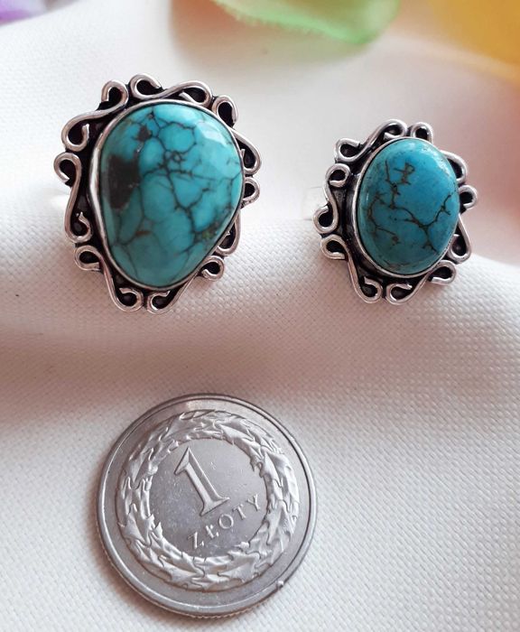 Etniczny pierścionek ze srebra i kamienia