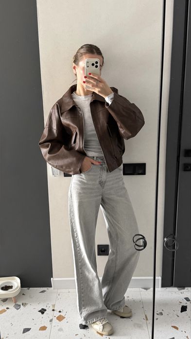 Актуальні сірі джинси Bershka straight wide leg