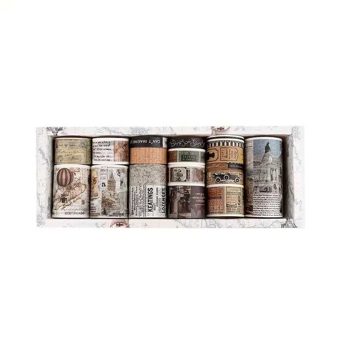 Taśma Washi Waszi dekoracyjna decoupage Zestaw 12szt długość 2m każda