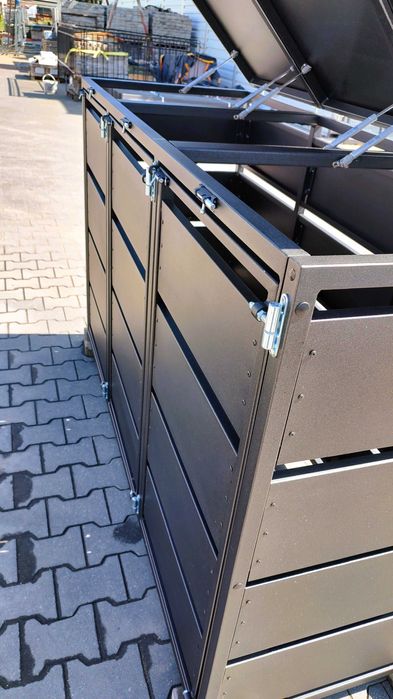 Nowoczesna Zabudowa koszy na śmieci stalowa premium