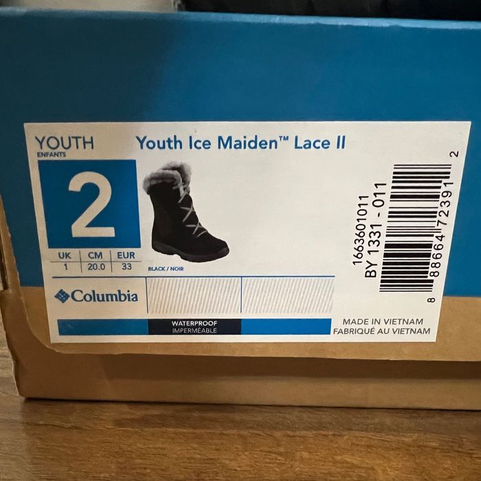 Чоботи для дівчинки зимові Columbia розмір 33