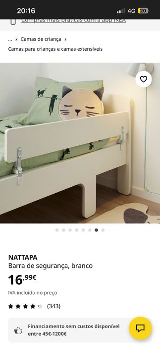 Cama criança Ikea Kritter +estrado + colchão + duas barras de proteção