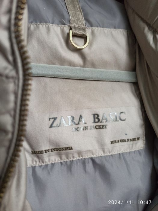 Puchowa (puch naturalny, pierze naturalne) krótka kurtka Zara rozm. S