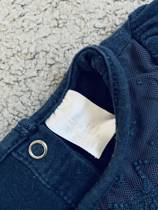 Granatowe body i bluzka h&m 74 koronka kołnierzyk