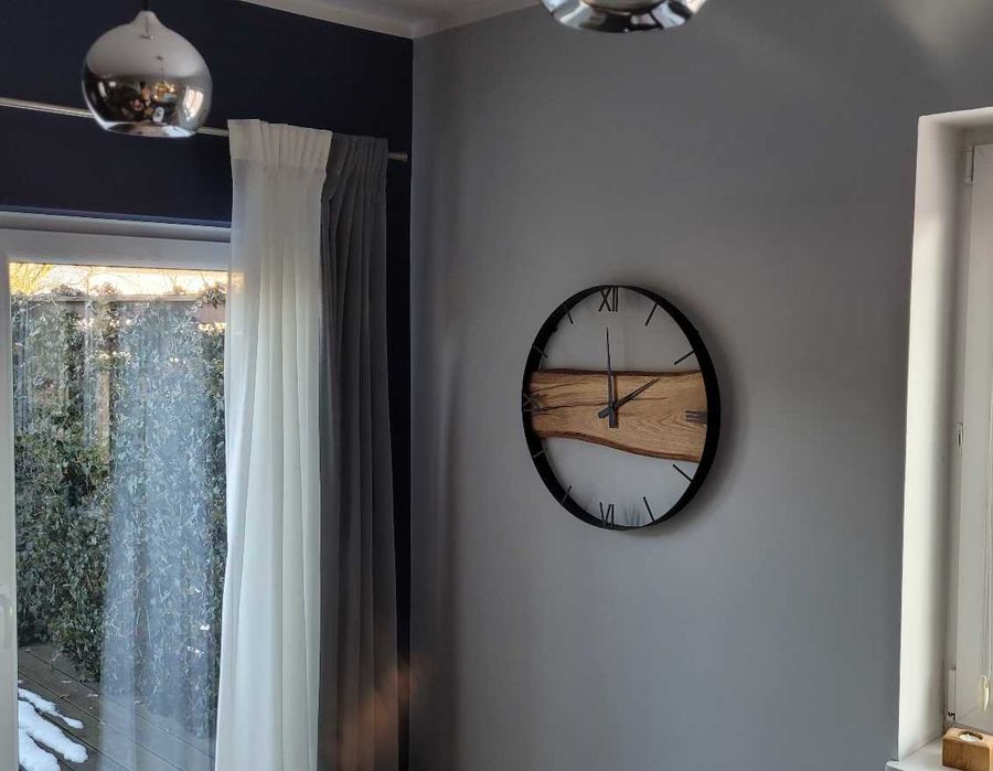Zegar ścienny 60cm naturalne drewno dębowe. Loft, Rękodzieło Prezent