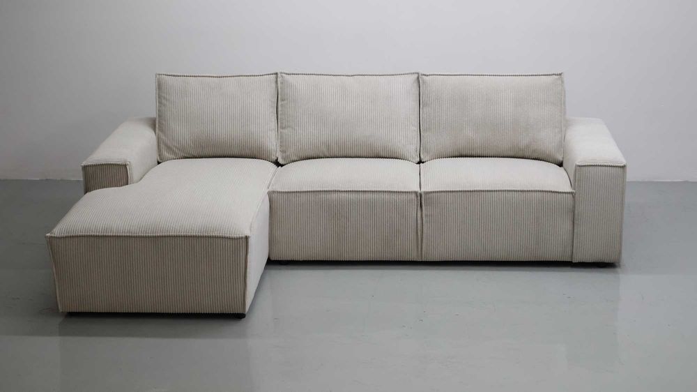 TPB Narożnik kanapa rogówka sofa Poduszki Salon Tkanina Poso jasny beż