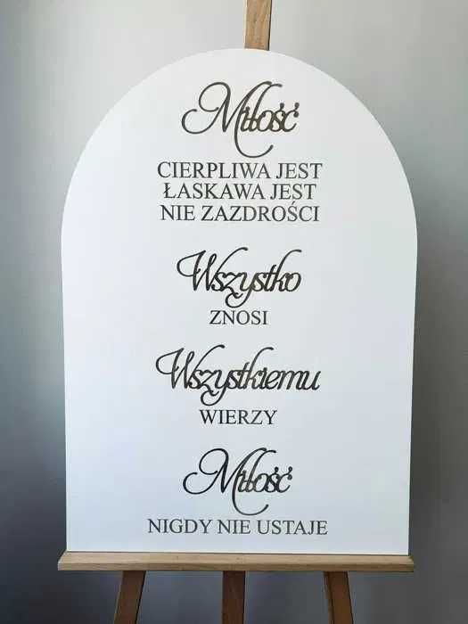 Hymn o miłości grawerowany napis tablica powitalna wesele ślub