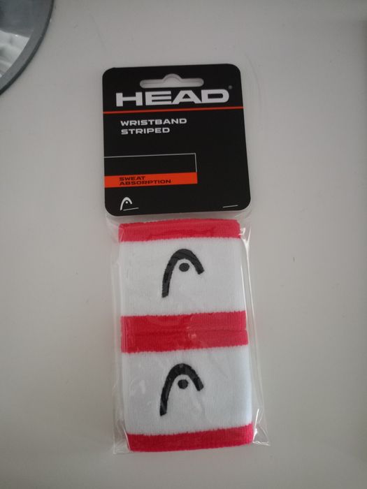 Frotka tenisowa Head Wristband Striped 2.5" biało-czerwona