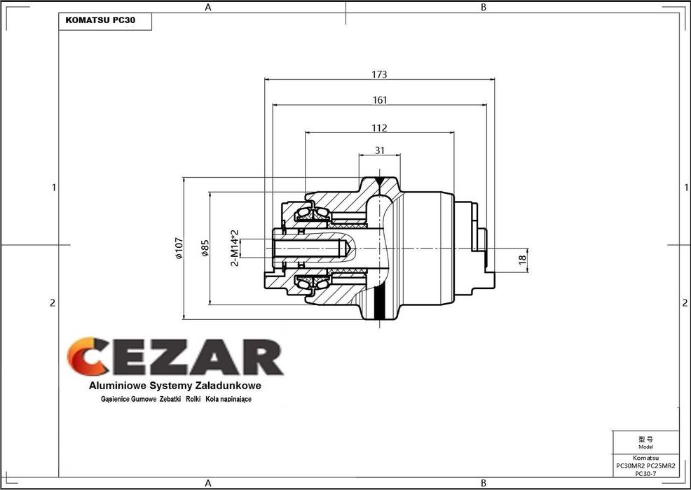 Rolka Jezdna Komatsu PC20 PC22 PC27 PC28 PC30 PC35