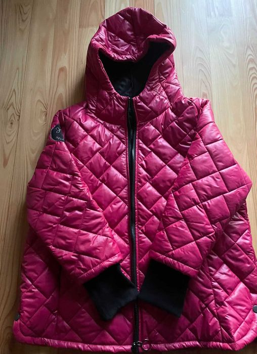 Modna, trendy luźna kurtka wiosenna, jednolity kolor bordo styl casual