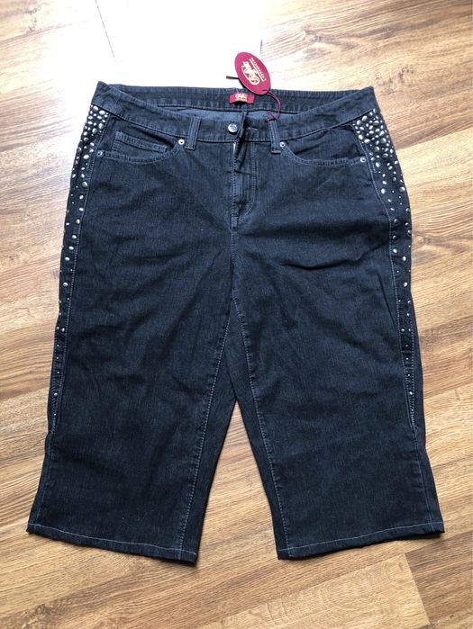 Buffalo London jesnsy czarne 46 rybaczki capri 3/4 ćwieki nity letnie