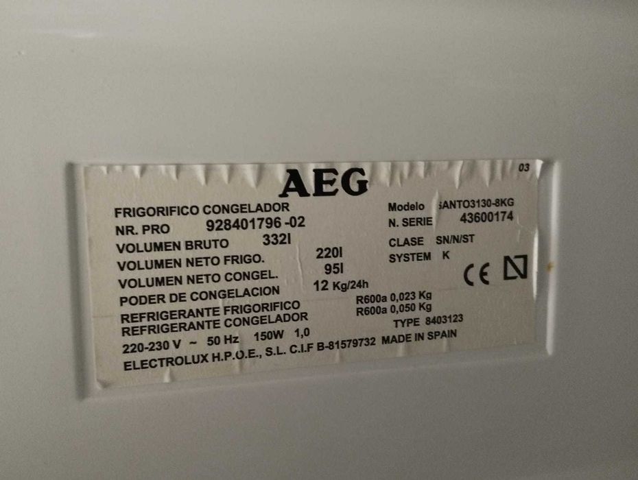 Frigorifico combinado AEG Santo - Branco - Grande 332 litros