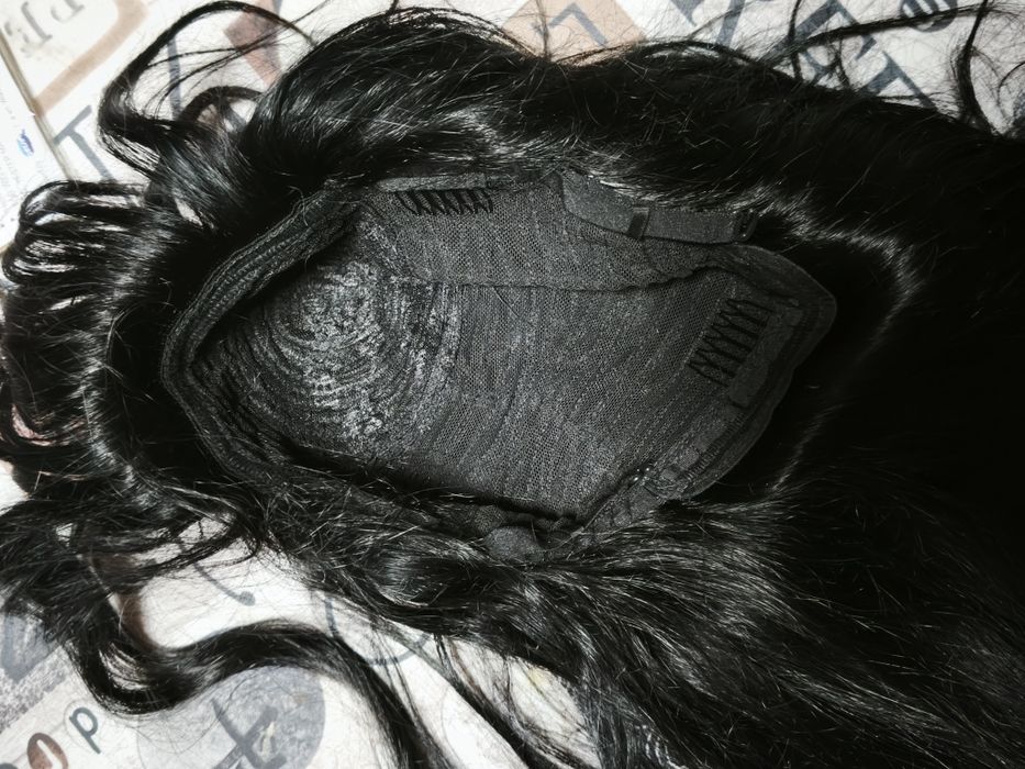 Peruca de cabelo humano preto 80cm