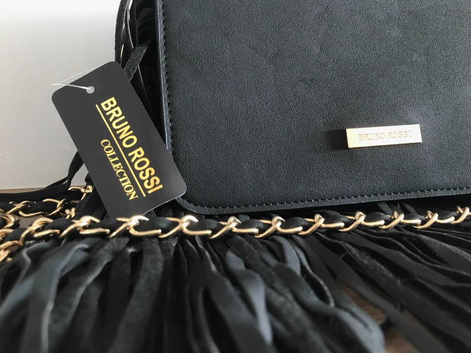 Nowa torebka z frędzlami Bruno Rossi na łańcuszku