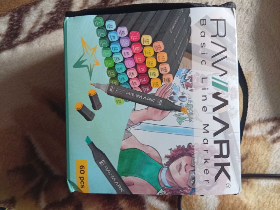 60 szt markerów kolorowych Rawmark