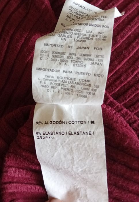 Adolfo Dominguez top côr de vinho mangas 3/4