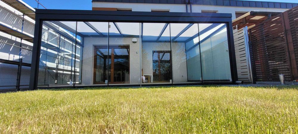 Zadaszenie tarasowe z aluminium / szkło przesuwne / darmowy projekt