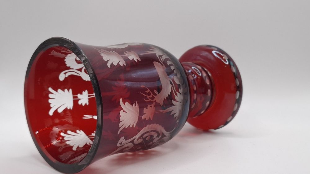 Rubinowe szkło ALFRED TAUBE- dzbanek + 4 kielichy