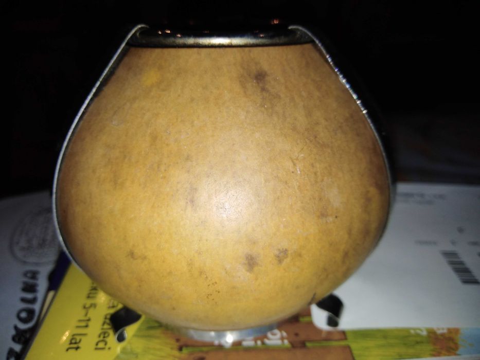 Mała TYKWA do yerba mate 175ml z alpaką (okucie z alpaki) UNIKAT