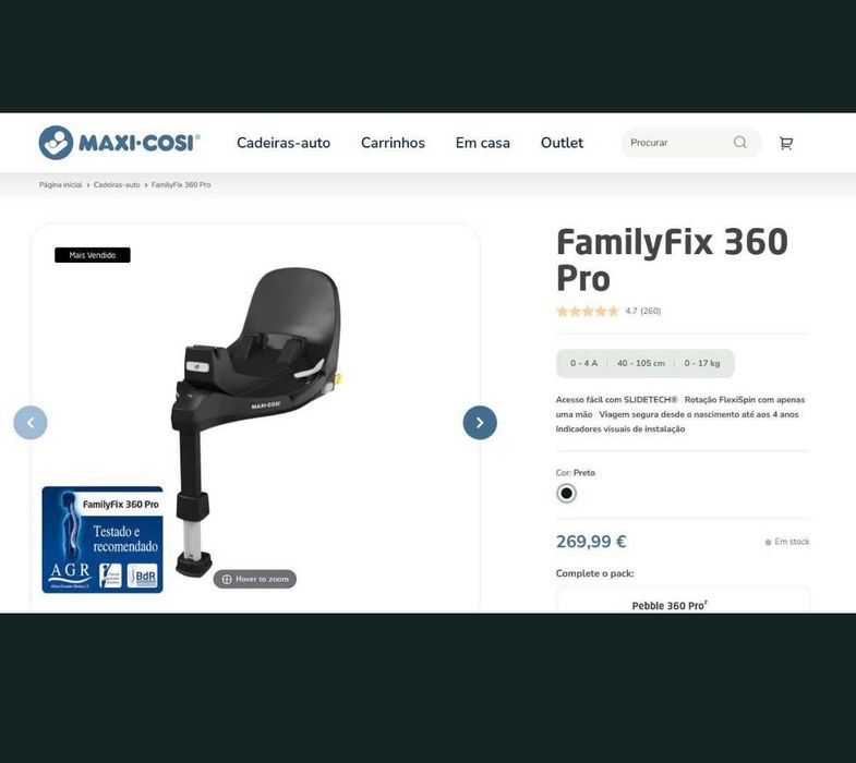 Ovinho Maxi-Cosi Pebble 360 + Isofix FamilyFix 360 Pro