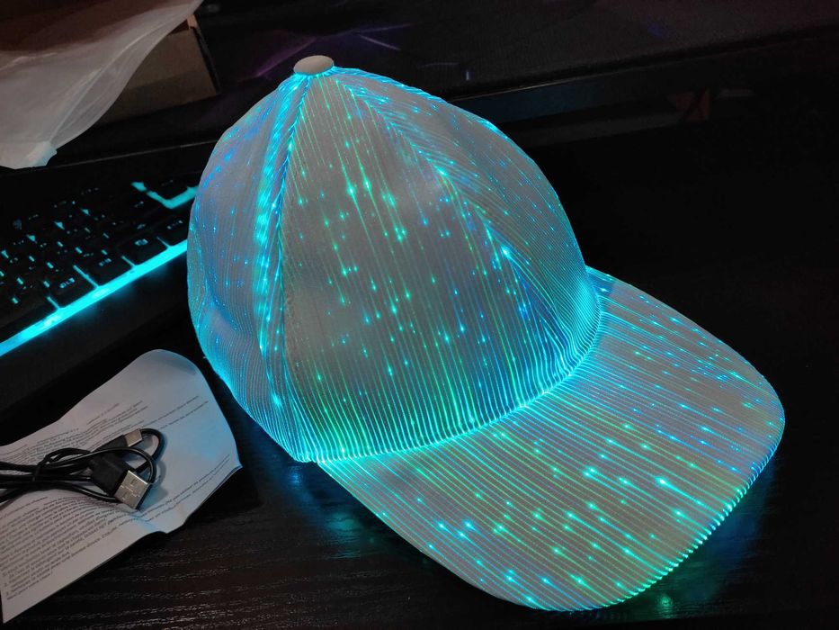 czapka Led RGB 7kolorów różne tryby świecenia