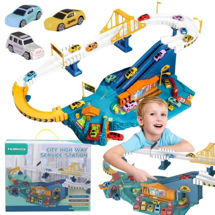 Tor wyścigowy z samochodami pudełko,35x29 mm