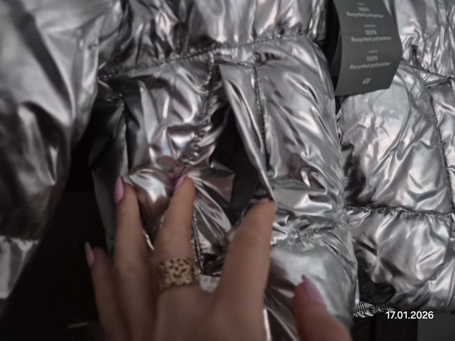 H&M nowa zimowa kurtka dla dziewczynki, błyszcząca