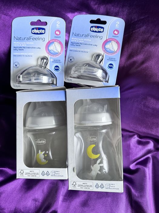 Пляшечка для годування скло нова Chicco 250 мл. Бутилочка