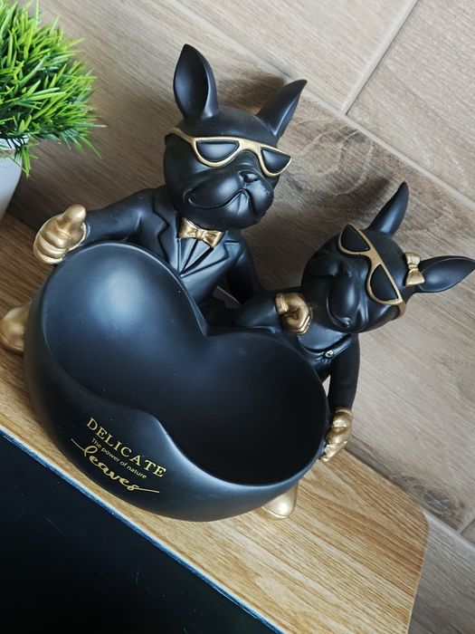Miseczka dekoracyjna buldog z żywicy