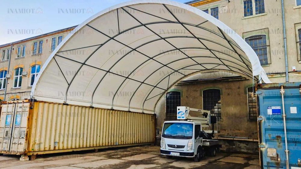 Zadaszenie kontenerowe 10x12 m namiot budowlany kontenery wiata hala