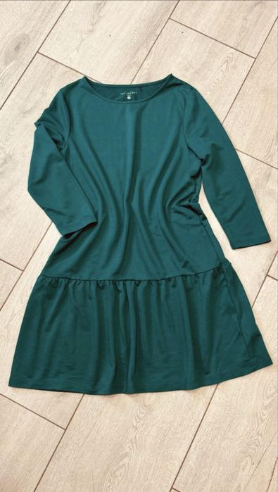 Sukienka Top Secret 38 oversize falbanka rękaw 3/4 zielona