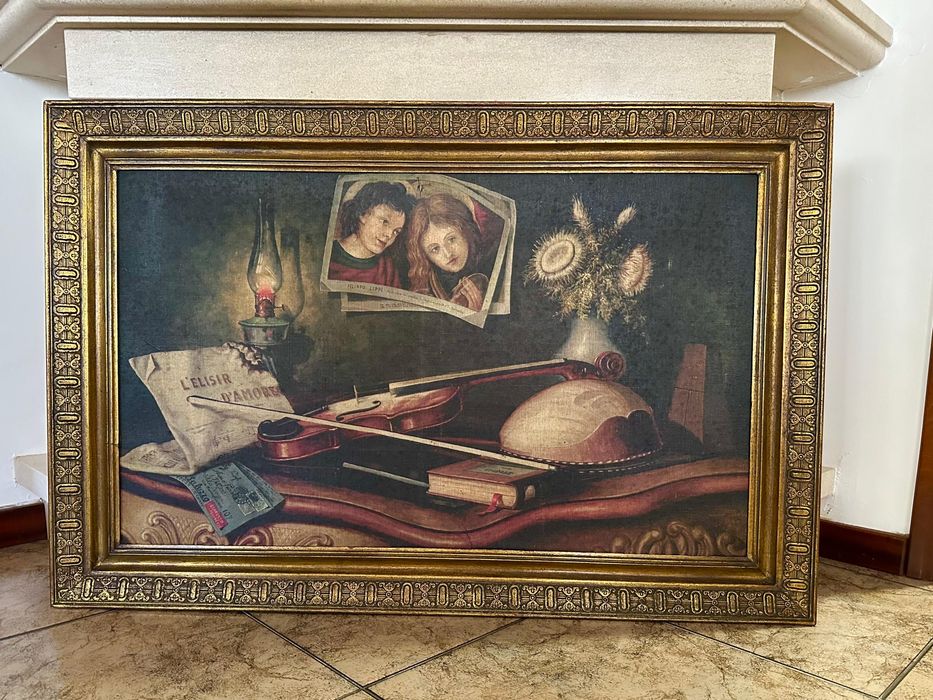 Pintura a óleo com moldura vintage