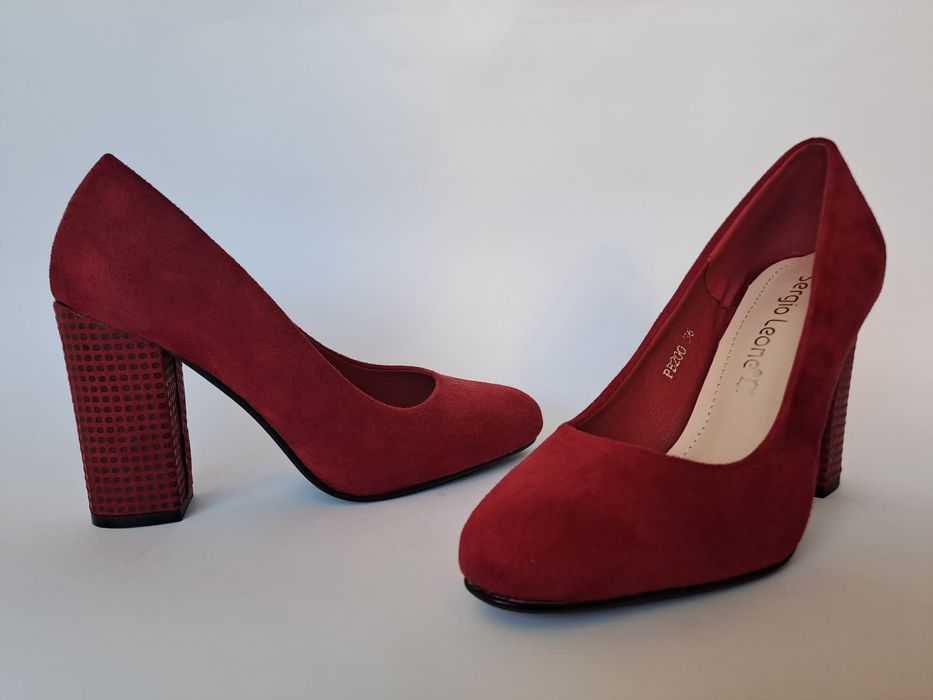Półbuty na obcasie Sergio Leone bordo