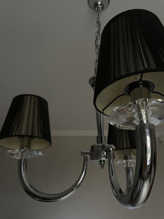 Żyrandol glamour, czarny z kryształami