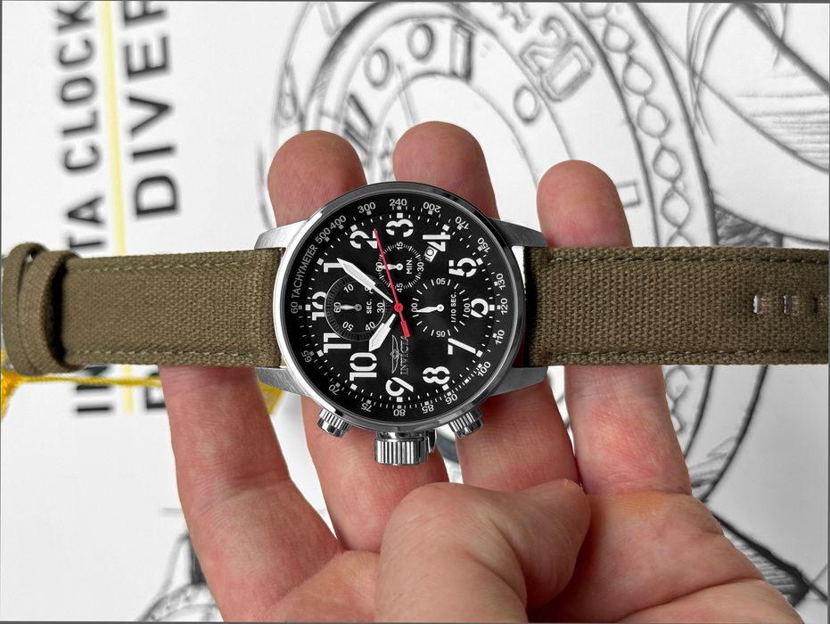 Годинник чоловічий Invicta 1873 Aviator Військовий Military Style 46 мм 100 MT