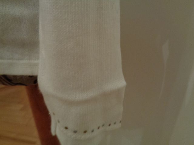Sweter PROMOD - kolor ECRU, fantazyjne zdobienie