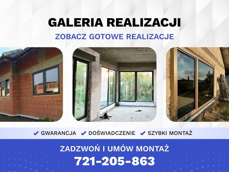 Okna pcv, aluminium z montażem