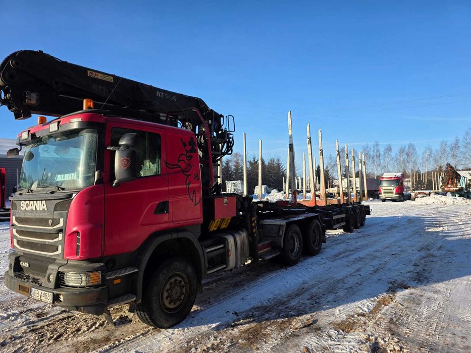 Samochód ciężarowy SCANIA G440  6X6 do drewna, do lasu, HDS Kesla