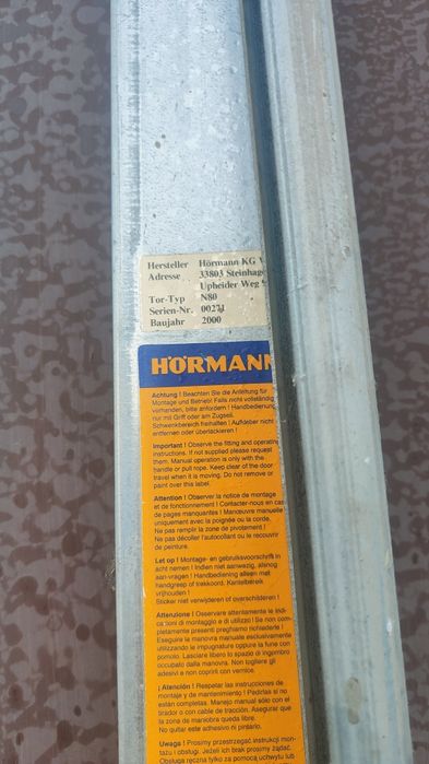 Sprzedam bramę Hormann uchylną ocieploną