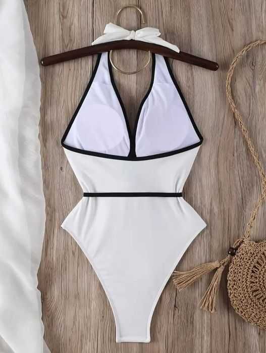 Білий та в Леопардовому принті суцільний купальник