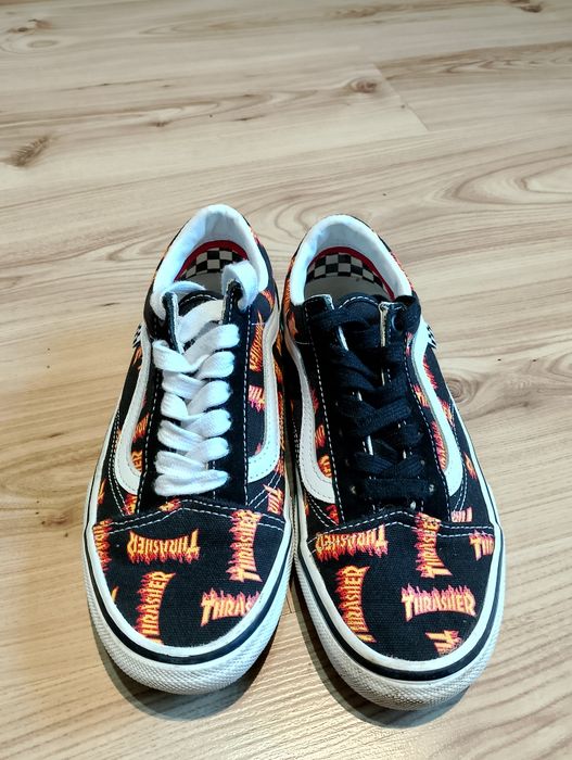 Czarne Buty Sneakersy Trampki Vans Old Skool Thrasher All Over Flame